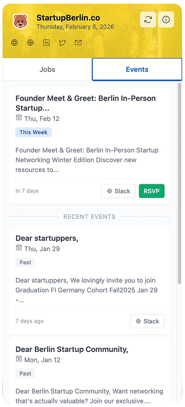 Events Feed in Extension